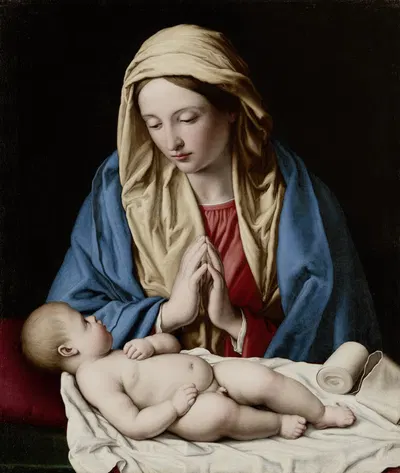 Mary worshiping the Child by Джованни Баттиста Сальви да Сассоферрато, 1640 – 1660 — digital art print download