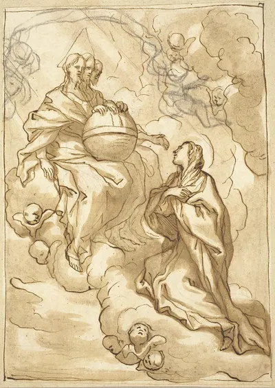 Blessed Maria Vittoria Fornari's Vision of the Trinity by Доменико Пиола, c. 1670 — digital art print download