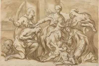 Madonna Surrounded by Saints by Доменико Пиола — digital art print download