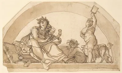 Poetry surrounded by children in a lunette by Доменико Пиола, 1675 – 1680 — digital art print download