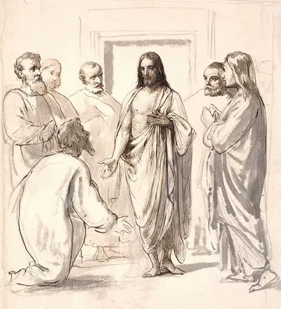 Christ and the doubting Thomas by Вильгельм Марстранд, 1870 — digital art print download