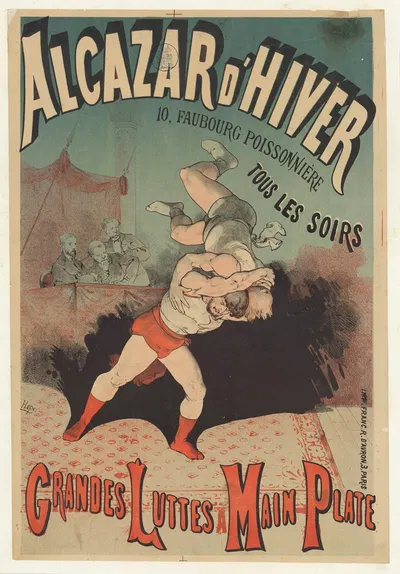 Alcazar d'Hiver… Grandes luttes à la main plate by Леон Шубрак, 1882 — digital art print download