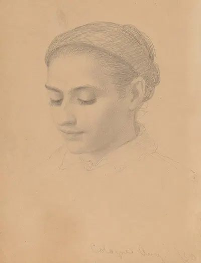 Head of a Young Woman by Eastman Johnson, 1850 — digital art print download