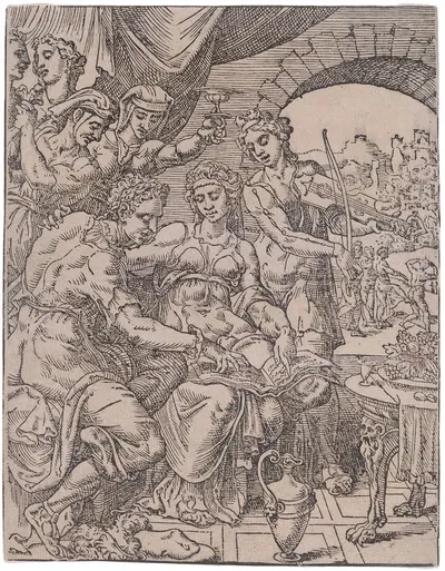 The Prodigal Son Living with Harlots by Dirck Volckertz Coornhert, c. 1548 — digital art print download