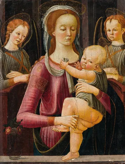 Madonna and Child with Angels by Флорентийская школа — digital art print download