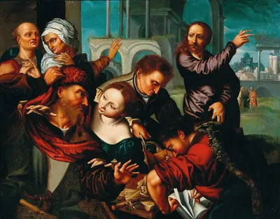 The Calling of Saint Matthew by Follower of Jan Sanders van Hemessen — digital art print download