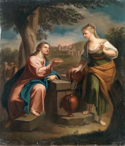 Christ and the Samaritan Woman at the Well by Франческо Тревизани — digital art print download