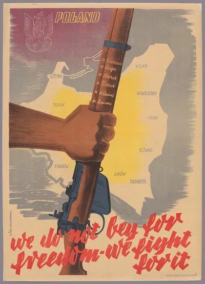 Poland. We do not beg for freedom. We fight for it by Leopold Haar, 1944 — digital art print download