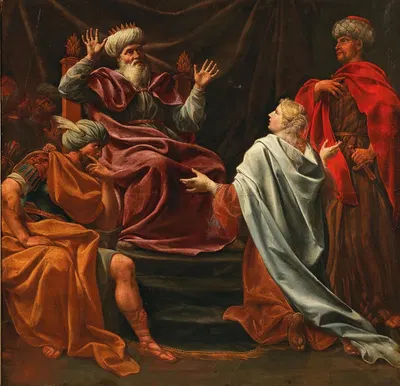 Esther before King Ahasuerus (Esther 5; 1-2, 9-18) by Немецкая школа — digital art print download