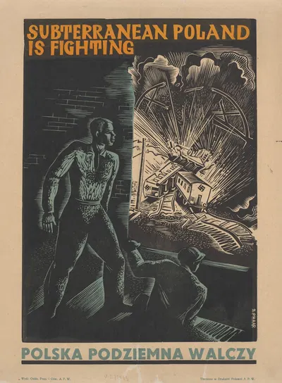 Polska podziemna walczy. Subterranean Poland is fighting by Leopold Haar, 1943 — digital art print download