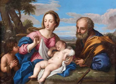 The Holy Family with the Infant Saint John the Baptist by Джованни Баттиста Сальви да Сассоферрато — digital art print…