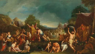 Moses and the Gathering of the Manna by the Israelites by Gregorio Lazzarini — digital art print download