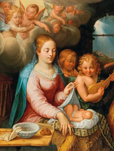 The Virgin and Child with Angels by Hendrick Goltzius, 1607 — digital art print download