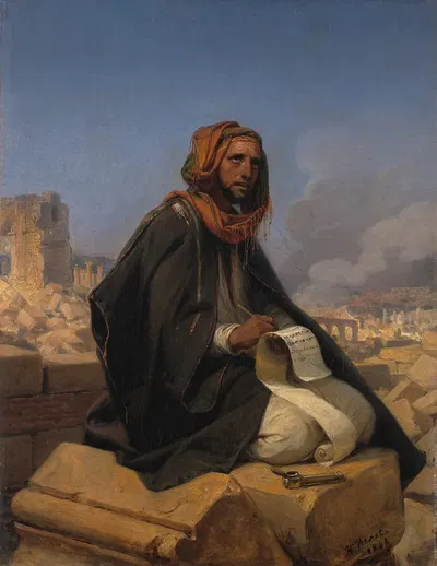 Jeremiah on the ruins of Jerusalem by Horace Vernet, 1844 — digital art print download