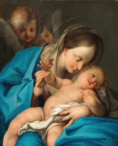 The Madonna and Child with angels by Игнацио Штерн — digital art print download