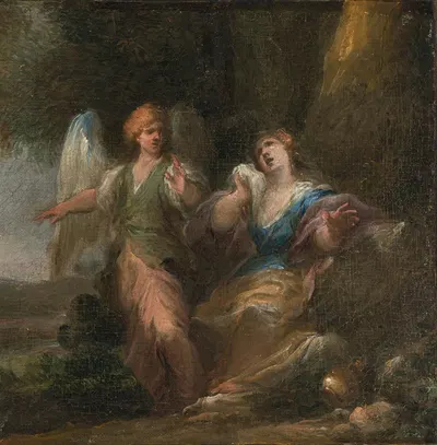 HAGAR AND THE ANGEL IN A CAVE by Итальянская школа — digital art print download