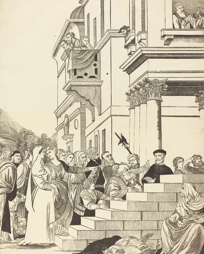 Presentation of the Virgin in the Temple (center plate) by John Baptist Jackson, 1742 — digital art print download