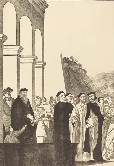 Presentation of the Virgin in the Temple (left plate) by John Baptist Jackson, 1742 — digital art print download