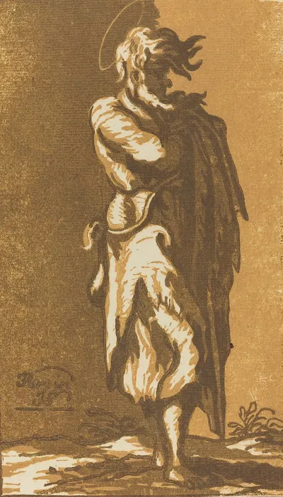 Male Saint Standing with Folded Arms, Facing to the Right by Джон Скиппе, 1781 — digital art print download