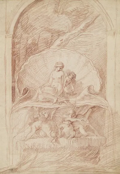 Rocaille Fountain with Venus, Amorini and Swans by Эдме Бушардон, c. 1735 — digital art print download
