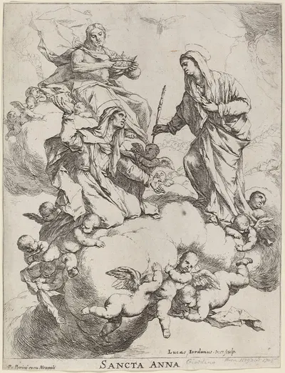 Saint Anne Received by the Virgin and Christ by Luca Giordano — digital art print download