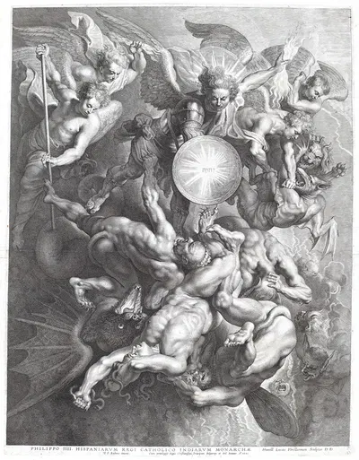 The Fall of the Rebel Angels by Lucas Emil Vorsterman, 1621 — digital art print download