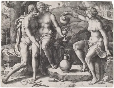 Lot and His Daughters by Лукас Ван Лейден, 1530 — digital art print download