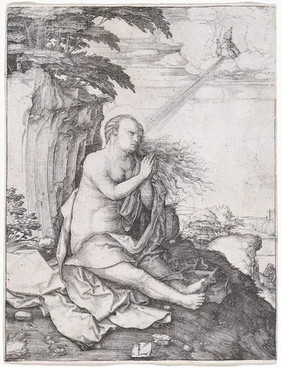Saint Mary Magdalene in the Desert by Лукас Ван Лейден, c. 1508 — digital art print download