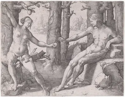 The Fall of Man by Лукас Ван Лейден, c. 1530 — digital art print download