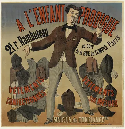 A l'Enfant prodigue, 21 rue Rambuteau by Lith. Van Geleyn, 1875 — digital art print download