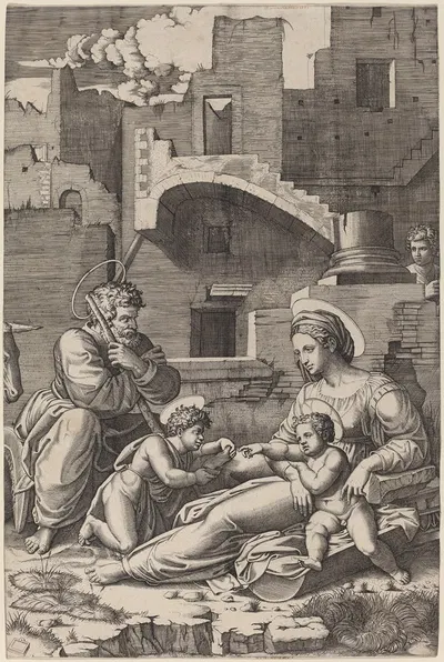 The Holy Family by Marcantonio Raimondi — digital art print download