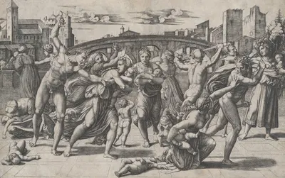 The Massacre of the Innocents by Marcantonio Raimondi, c. 1511 — digital art print download