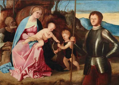 The Holy Family with the Infant Saint John the Baptist and Saint George by Марко Басайти — digital art print download