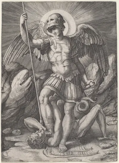 Saint Michael by Marco Dente, c. 1520 — digital art print download