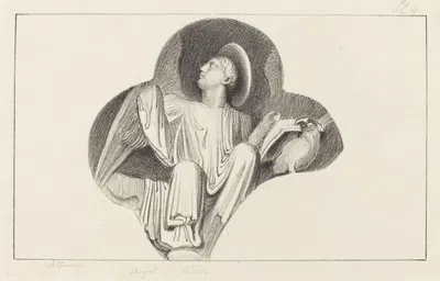 An Angel, from Wells Cathedral by Maria Denman, 1829 — digital art print download