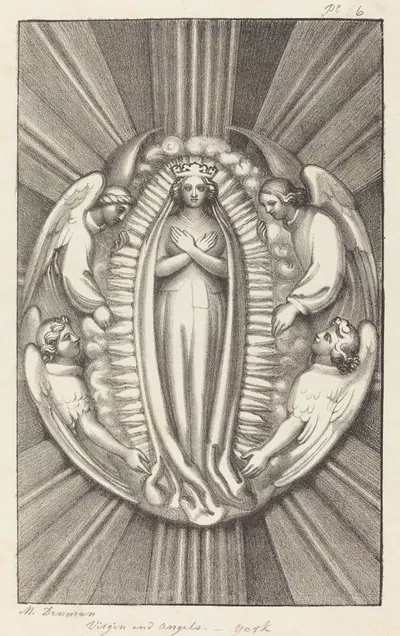 Virgin and Angels, a Key Stone in York by Maria Denman, 1829 — digital art print download