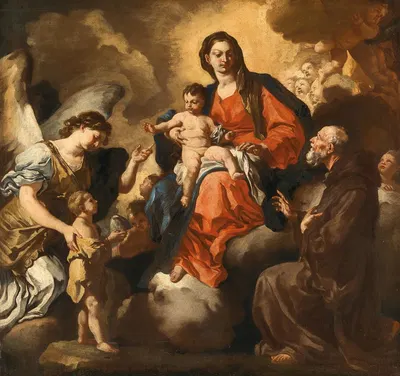 Madonna and Child, with Saint Francis of Paola and the Archangel Raphael by Неаполитанская школа — digital art print download