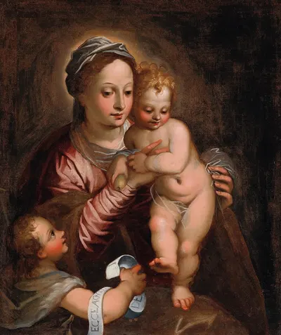 The Madonna and Child with the Infant Saint John the Baptist by Венецианская школа — digital art print download