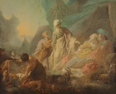 Laban Searching for His Stolen Gods by Огюстен де Сент-Обен, 1753 — digital art print download