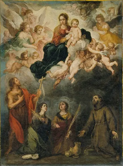 The Virgin and Child with Saints by Bartolomé Estebán Murillo — digital art print download