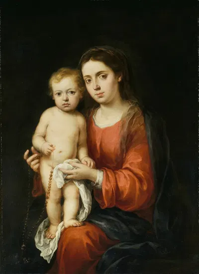 The Virgin and Child with a Rosary by Bartolomé Estebán Murillo — digital art print download