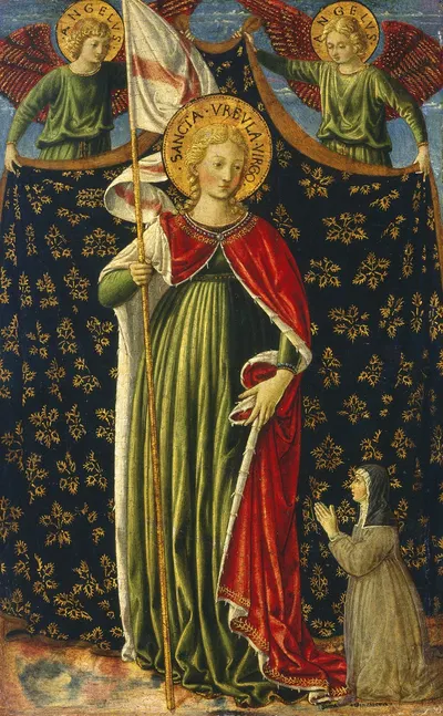 Saint Ursula with Two Angels and Donor by Benozzo Gozzoli — digital art print download