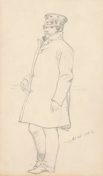 Man in Cap and Coat by Эмануэль Готлиб Лойце, 1852 — digital art print download