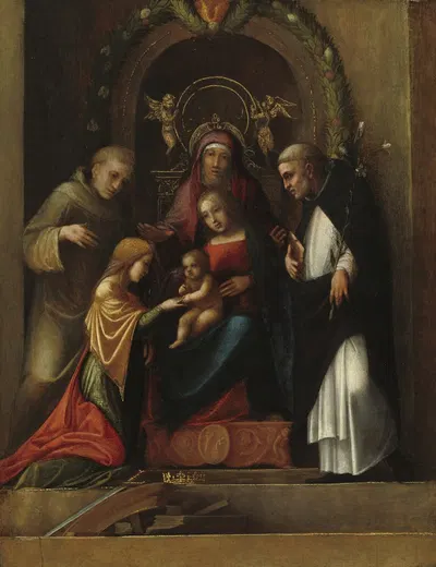 The Mystic Marriage of Saint Catherine by Корреджо, 1510-1515 — digital art print download