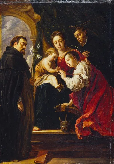 The Mystic Marriage of Saint Catherine (after Fetti) by Давид Тенирс Младший, 1651 - 1656 — digital art print download
