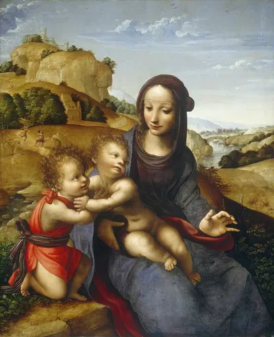 Madonna and Child with the Infant Saint John by Fernando Yáñez de la Almedina, c. 1505 — digital art print download