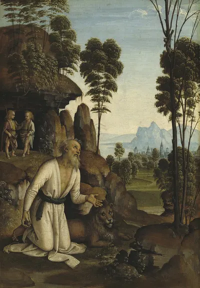 Saint Jerome in the Wilderness by Follower of Pietro Perugino — digital art print download