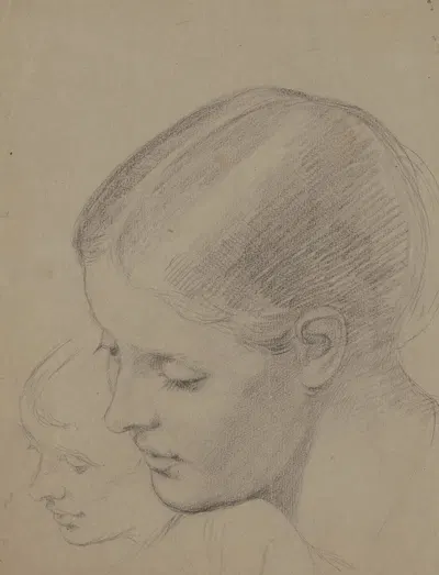 Studies of a Female Head (recto) by Enoch Wood Perry Jr. — digital art print download