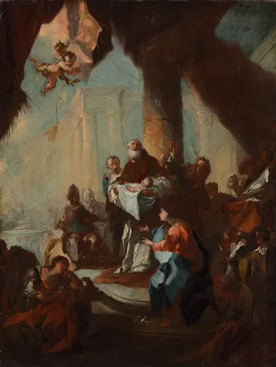 Study for 'The Presentation of Christ in the Temple' (for Saint Ulrich, Vienna) by Franz Anton Maulbertsch, c. 1750 —…