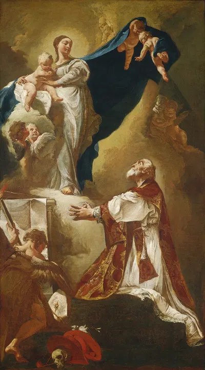Madonna and Child Appearing to Saint Philip Neri by Джованни Баттиста Пьацетта — digital art print download